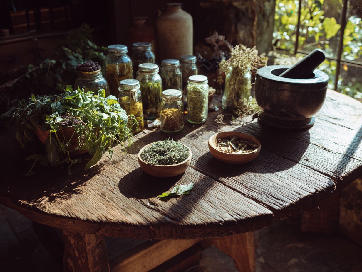 What are some popular herbs used in herbal medicine in naturopathy?